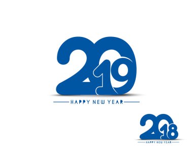 Mutlu yeni yıl 2019-2018 metin tasarım vektör çizim