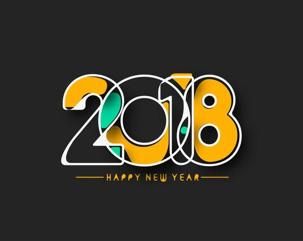 Šťastný nový rok 2018 Text návrhu vektorové ilustrace — Stockový vektor