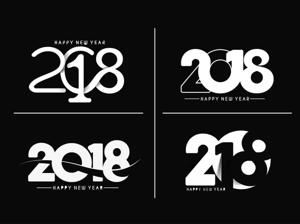Ensemble de Happy New Year 2018 Motif de conception de texte, Illustrati vectoriel — Image vectorielle