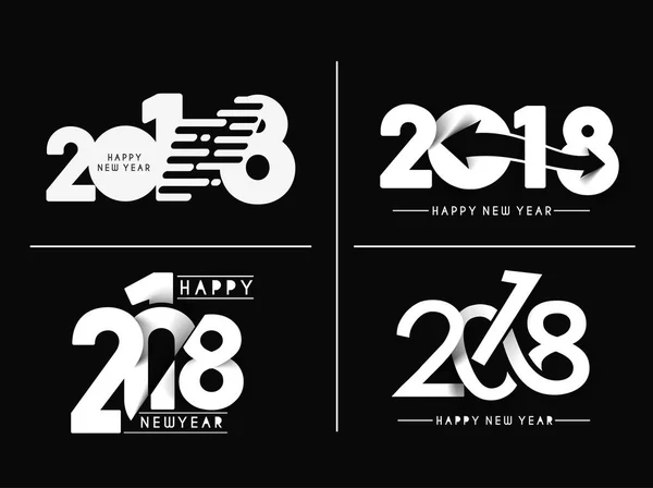 Conjunto de Feliz Año Nuevo 2018 Diseño de texto Patter, Vector illustrati — Archivo Imágenes Vectoriales