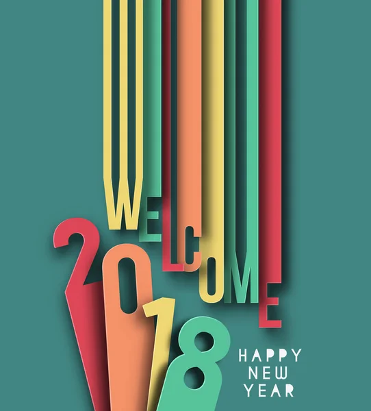 Feliz año nuevo 2018 Texto Diseño Vector ilustración — Archivo Imágenes Vectoriales