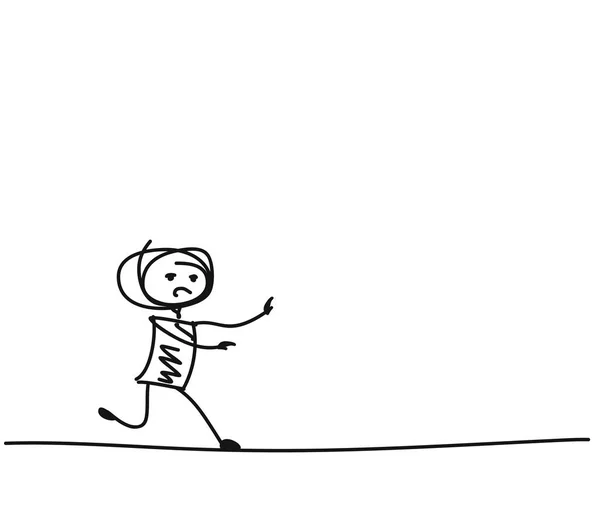Uomo in corsa, Disegno a mano del fumetto Disegno vettoriale illustrazione . — Vettoriale Stock