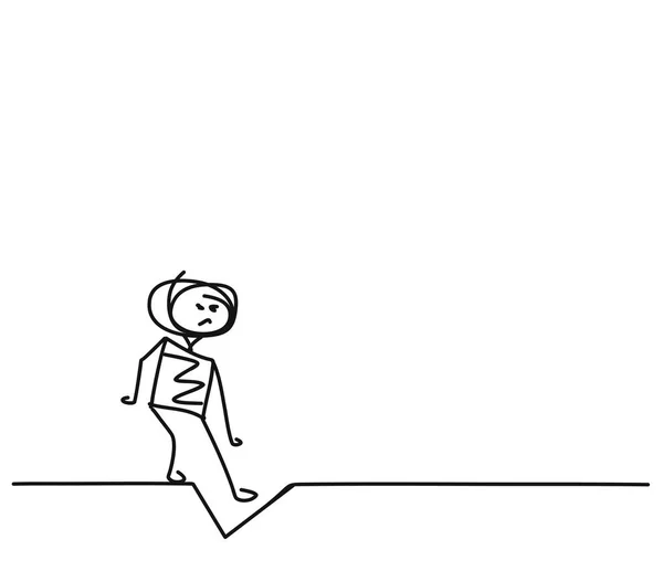 Mann stürzt, Cartoon Hand gezeichnet Skizze Vektor Illustration. — Stockvektor