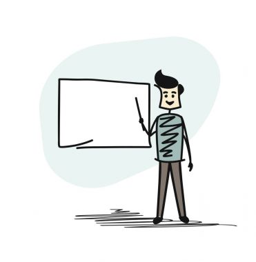Profesör önünde bir kara tahta, karikatür el çizilmiş kroki V
