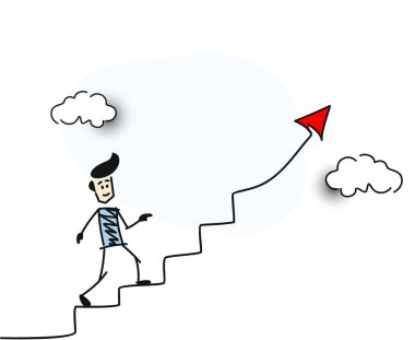 Çizgi film Han merdiven kırmızı ok finansal başarı sembolü git