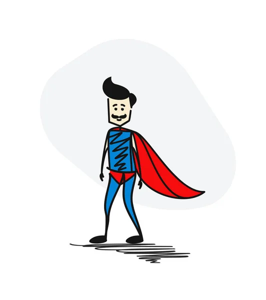 Superhero traditional clothing standing. Hero concept. Hand Draw — Stock Vector
