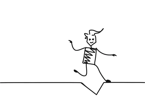 Uomo che cade, Disegno a mano del fumetto Disegno vettoriale illustrazione . — Vettoriale Stock
