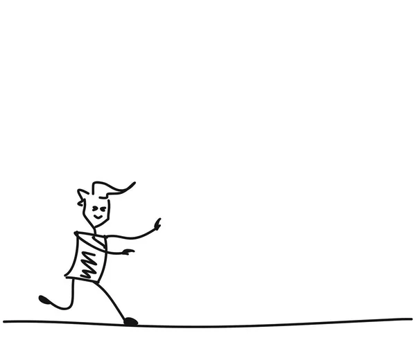 Running Man, Cartoon handgezeichnete Skizze Vektor Illustration. — Stockvektor