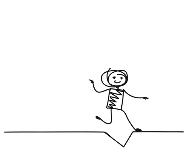 Correndo homem, desenhos animados mão desenhada esboço Vector ilustração . — Vetor de Stock