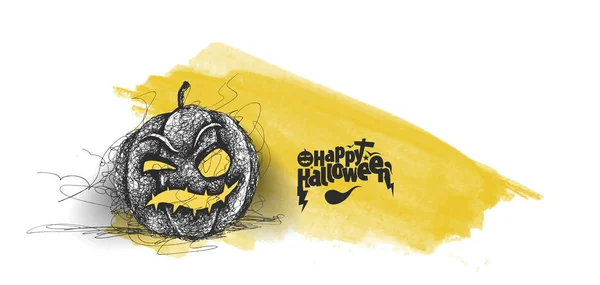 Feliz abóbora Halloween isolado no fundo branco, mão desenhada — Vetor de Stock
