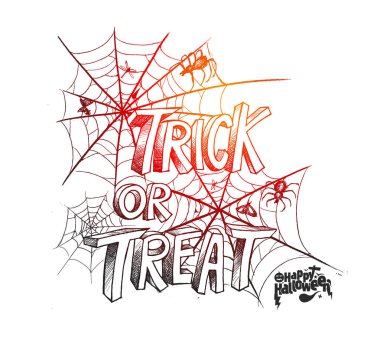 Hüner ya da muamele Halloween örümcek net afiş tasarımı, el Dra ile