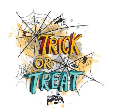 Hüner ya da muamele Halloween örümcek net afiş tasarımı, el Dra ile