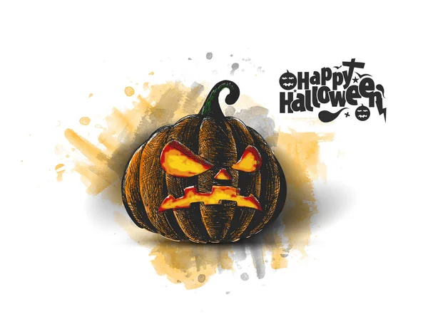 Joyeux Halloween citrouille isolé sur fond de peinture, Dessiné à la main — Image vectorielle
