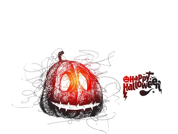 Feliz Halloween - Triste calabaza aislado fondo blanco, mano Dr — Archivo Imágenes Vectoriales