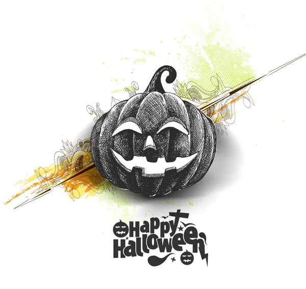 Joyeux Halloween citrouille isolé fond blanc, main dessinée Sk — Image vectorielle