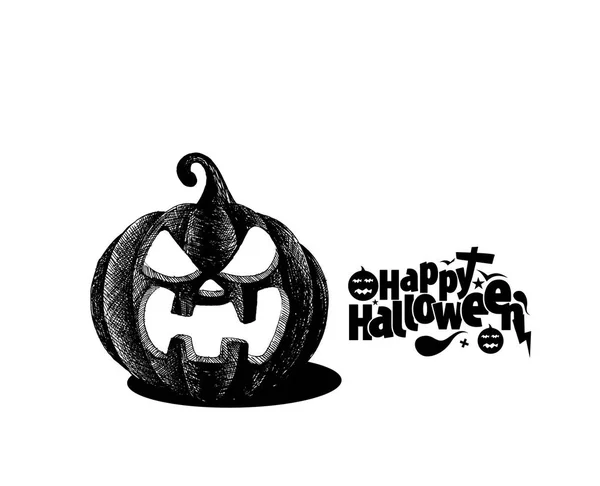 Feliz Halloween abóbora isolado fundo branco, Hand Drawn Sk — Vetor de Stock