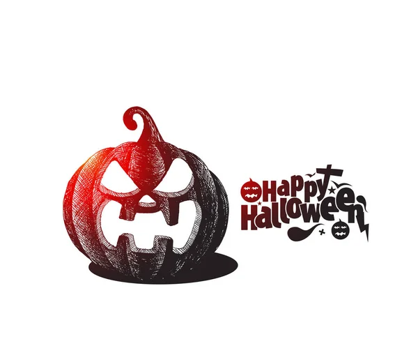 Happy Halloween pumpkin isolated white background, Hand Drawn Sk — Stock Vector
