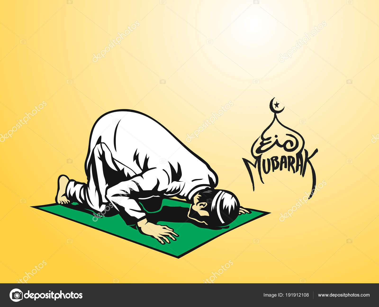 Muslim Man Praying Namaz Islamic Prayer Hand Drawn Sketch