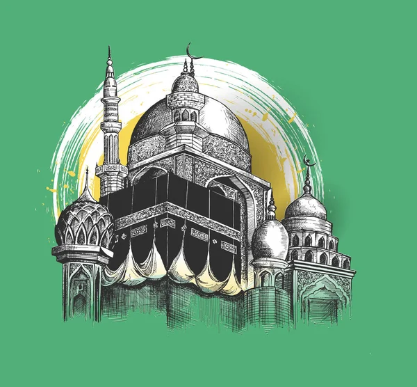 Eid Mubarak-Moschee. Hand zeichnen Skizze Vektor illustr — Stockvektor