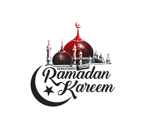 Ramadan Kareem mecset vagy a kalligráfia elegáns letteri Masjid — Stock Vector