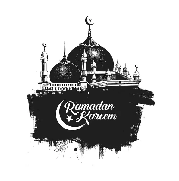 Ramazan Kareem cami veya mescit ile hat şık letteri — Stok Vektör