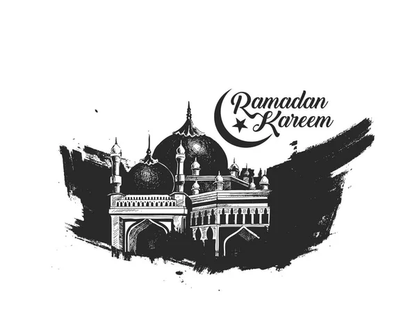 Ramadán Mezquita Kareem o Masjid con caligrafía letras con estilo — Archivo Imágenes Vectoriales