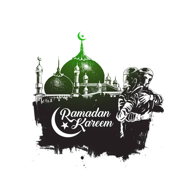 Ramadan Kareem moskén eller Masjid med kalligrafi eleganta letteri — Stock vektor