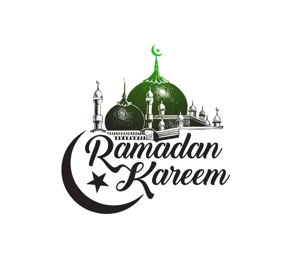 Ramazan Kareem cami veya mescit ile hat şık letteri — Stok Vektör