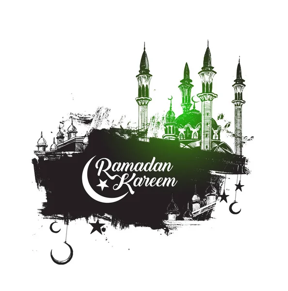 Ramadán Kareem mešita nebo masdžid. vektorové ilustrace. — Stockový vektor