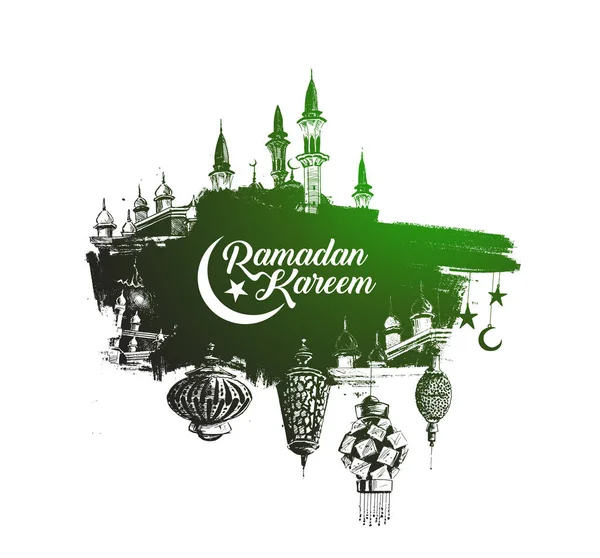 Ramadan Kareem mecset vagy a Masjid. vektoros illusztráció. — Stock Vector