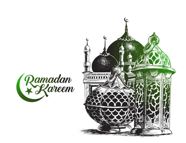 Eid Mubarak perayaan kaligrafi gaya huruf Ramadan K - Stok Vektor