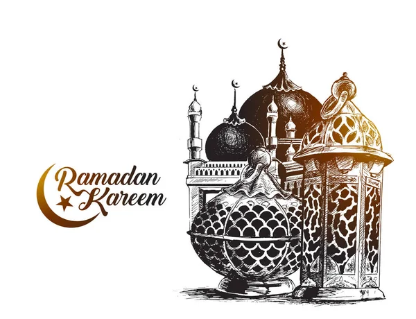 Eid Mubarak firande-kalligrafi snygga bokstäver Ramadan K — Stock vektor