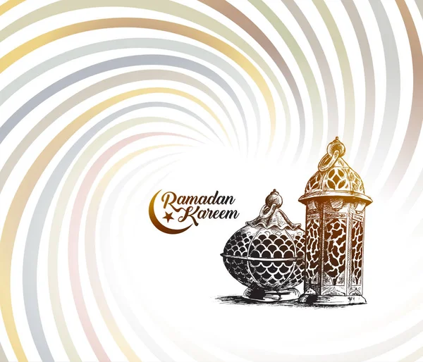 Eid Mubarak background with beautiful illuminated arabic lamp an — Stock Vector