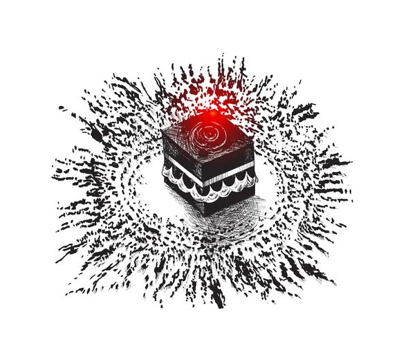 Holy Kaaba in Mecca Saudi Arabia, Hand Drawn Sketch Vector illus Stock Illustration