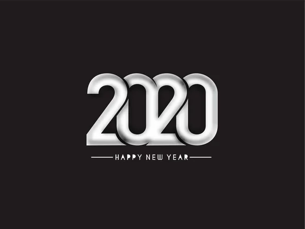 Felice anno nuovo 2020 Testo tipografia Design Pattern — Vettoriale Stock