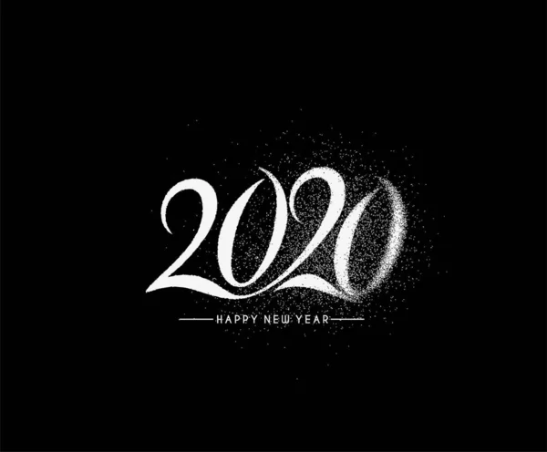 Frohes neues Jahr 2020 Text Typografie Design Muster — Stockvektor