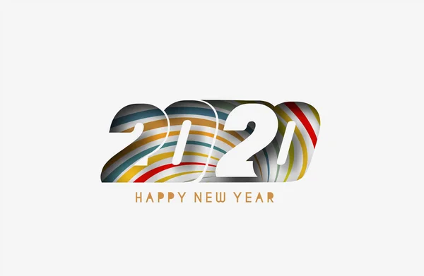 Szczęśliwego Nowego Roku 2020 Tekst Typografia Wzór projektu, Wektor illus — Wektor stockowy