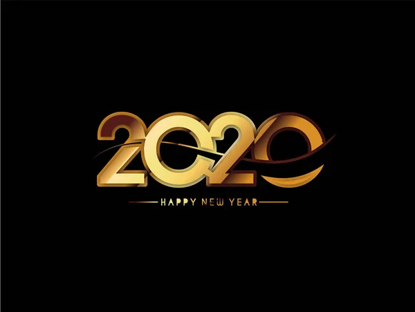 Happy New Year 2020 text typography design pattern, vector illus — 스톡 벡터