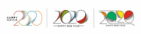 Feliz Año Nuevo 2020 Diseño de tipografía de texto Patte — Vector de stock