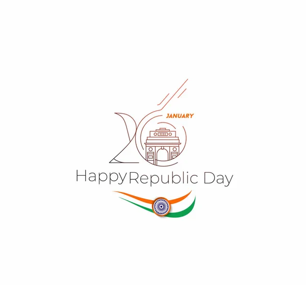26 january Republic day concept - Taj Mahal Hand Drawn, India Ag — Stock Vector