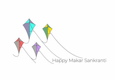 Makar Sankranti tebrik kartı arkaplanını renkli bir şekilde kutla