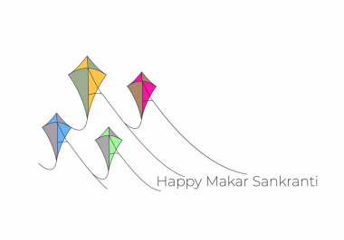 Makar Sankranti tebrik kartı arkaplanını renkli bir şekilde kutla
