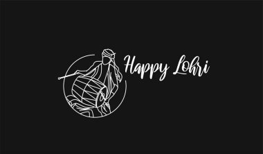 Punjab India 'nın Lohri bayram festivali kutlu olsun, vektör çizimi