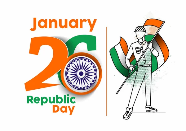 26 enero Concepto del día de la República con un niño con bandera india . — Archivo Imágenes Vectoriales