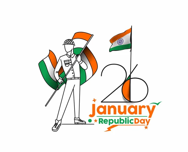 26 januari Republikens dag koncept med en pojke som håller indian flagga. — Stock vektor
