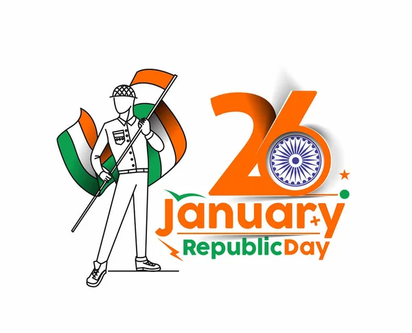 26 Január Köztársaság nap koncepció egy fiú kezében indiai zászló. — Stock Vector