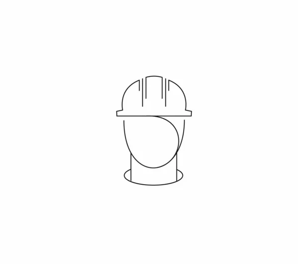 Flat lin art helmet for safe ride, vector illustration. — 스톡 벡터