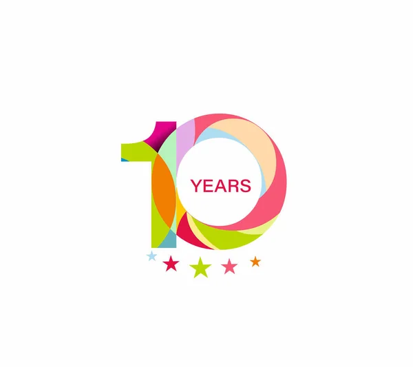 10 år anniversary celebration design. — Stock vektor