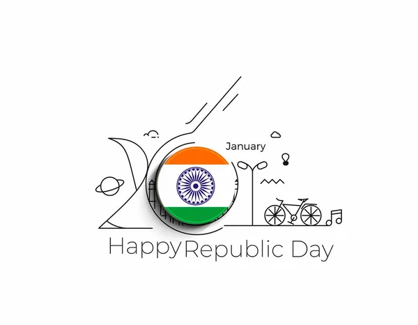 Indian Republic day concept with text 26 January. — Stock Vector