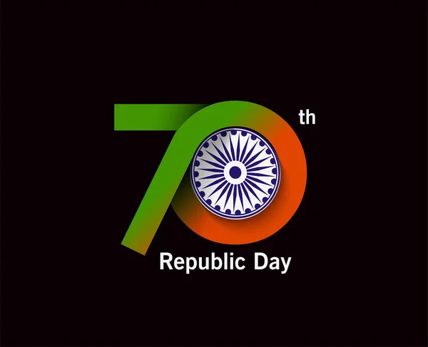 India 70ª República concepto de día con texto 26 Enero. Vector Il — Archivo Imágenes Vectoriales